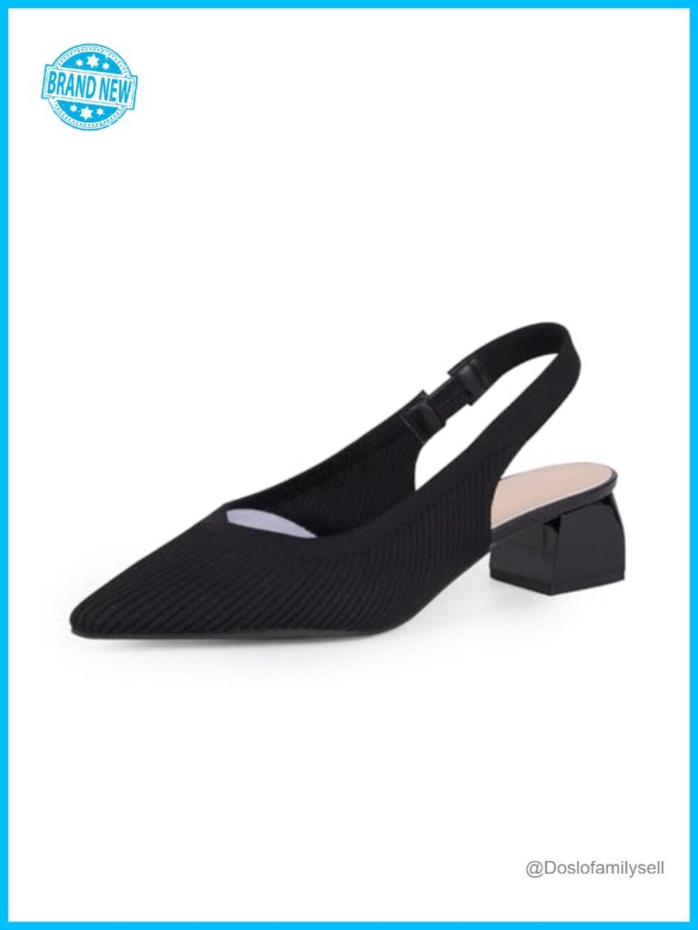 Comfortable Knit Slingback Kitten Heels Low Block Pointed Toe Dress Pumps